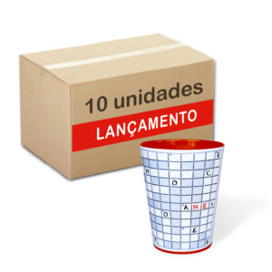 Caixa com 10 unidades Copo Quebra Cuca. Modelo Palavras Cruzadas