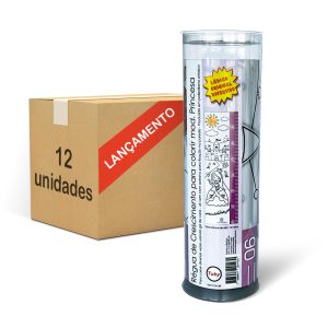 Caixa com 12 Réguas de Crescimento para Colorir com giz de cera, modelo Princesa