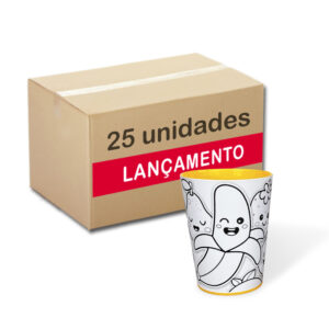 Caixa com 25 Color Cups modelo Frutinhas. Copos para colorir com giz de cera. Lavável, super original, bonito e resistente.