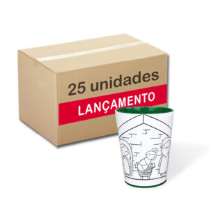 Caixa com 25 Color Cups modelo Presépio. Copos para colorir com giz de cera. Lavável, super original, bonito e resistente.