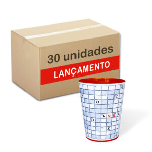 Caixa com 30 unidades Copo Quebra Cuca. Modelo Palavras Cruzadas