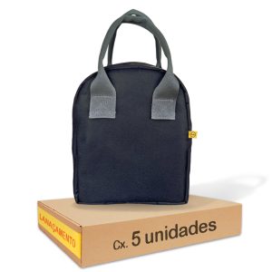 Lancheira Térmica Tuby Preta. Caixa com 5 unidades.