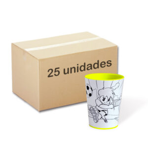Caixa com 25 Color Cups modelo Esporte. Copos para colorir com giz de cera. Lavável, super original, bonito e resistente.