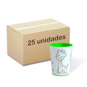 Caixa com 25 Color Cups modelo Girafa. Copos para colorir com giz de cera. Lavável, super original, bonito e resistente.