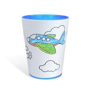 Copo para colorir Tuby, modelo Avião. Copos para colorir com giz de cera. Lavável, super original, bonito e resistente.