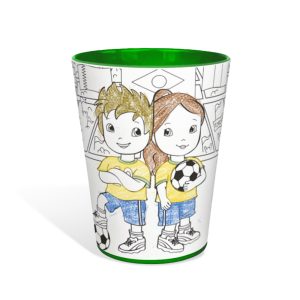 Copo para colorir Tuby, modelo Campeonato. Copos para colorir com giz de cera. Lavável, super original, bonito e resistente.