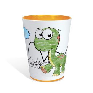 Copo para colorir Tuby, modelo Dinossauro. Copos para colorir com giz de cera. Lavável, super original, bonito e resistente.