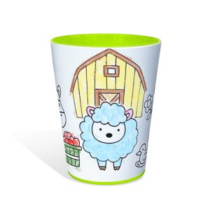 Copo para colorir Tuby, modelo Fazendinha. Copos para colorir com giz de cera. Lavável, super original, bonito e resistente.