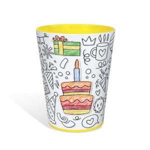 Color Cups modelo Festa e Doce. Copos para colorir com giz de cera. Lavável, super original, bonito e resistente.