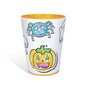 Copo para colorir Tuby, modelo Halloween Laranja. Copos para colorir com giz de cera. Lavável, super original, bonito e resistente.
