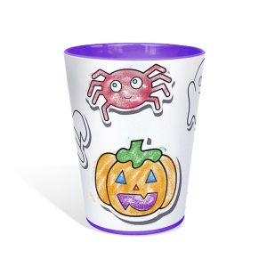 Copo para colorir Tuby, modelo Halloween Roxo. Copos para colorir com giz de cera. Lavável, super original, bonito e resistente.