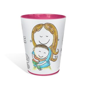 Copo para colorir Tuby, modelo Mães. Copos para colorir com giz de cera. Lavável, super original, bonito e resistente.