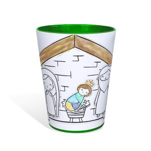 Copo para colorir Tuby, modelo Presépio. Copos para colorir com giz de cera. Lavável, super original, bonito e resistente.