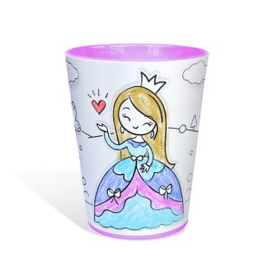 Copo Infantil da Sereia para colorir, modelo Princesa. Copos para colorir com giz de cera. Lavável, super original, bonito e resistente.