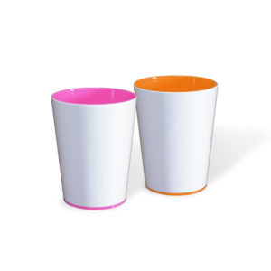 Color Cup Rosa e Laranja Personalizável para colorir com giz de cera. Lavável, super original, bonito e resistente.