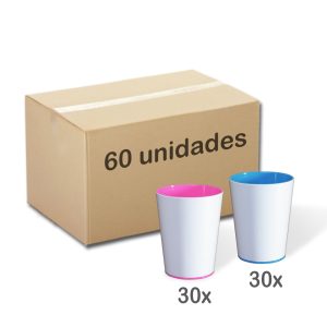 Caixa com duas cores de Copo Color Cup Personalizável para colorir com giz de cera. Lavável, super original, bonito e resistente.