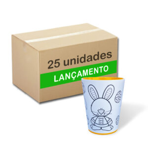 Caixa com 25 Color Cups modelo Coelhinhos. Copos para colorir com giz de cera. Lavável, super original, bonito e resistente.