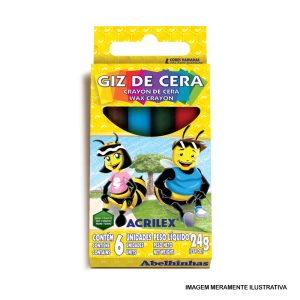 Estojo de Giz de Cera com 6 cores, 24 gramas