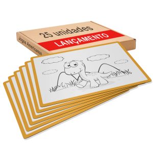 Jogo Americano para colorir com giz de cera. Com o tema Dinossauro.