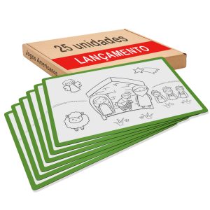 Jogo Americano para colorir com giz de cera, com tema o tema Presépio.