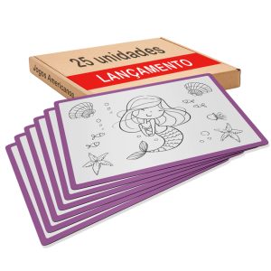 Jogo Americano para colorir com giz de cera. Com o tema Sereia.