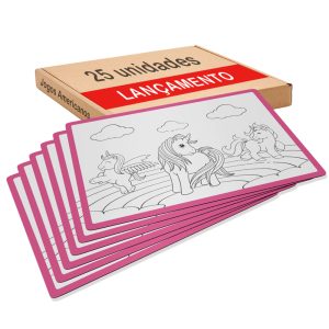 Jogo Americano para colorir com giz de cera. Com o tema Unicórnio.