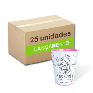 Copo infantil para colorir, modelo Princesa. Copos para colorir com giz de cera. Lavável, super original, bonito e resistente.