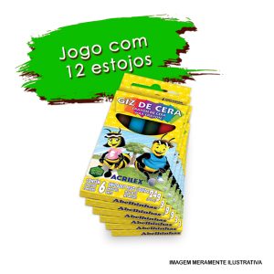 12 Estojos de Giz de Cera Acrilex 6 cores 24 gramas