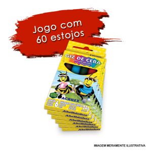 60 Estojos de Giz de Cera Acrilex 6 cores 24 gramas