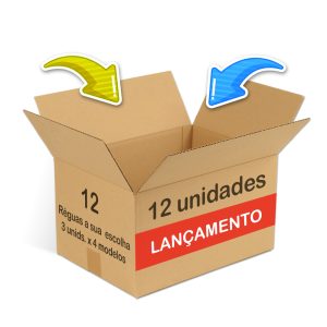 Monte sua caixa com 12 Réguas de Crescimento para Colorir com giz de cera, sendo 3 unidades de cada modelo que você escolher.