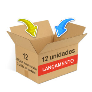 Monte sua caixa com 12 Réguas de Crescimento para Colorir com giz de cera, sendo 3 unidades de cada modelo que você escolher.