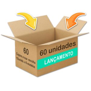 MONTE SUA CAIXA, com Copos Copos Para Colorir com Giz de Cera. Esta caixa vem com 60 copos, sendo 10 unidades de cada modelo que você escolher.