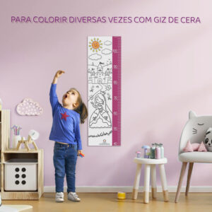 Régua de Crescimento para colorir diversas vezes usando giz de cera. Modelo Princesa